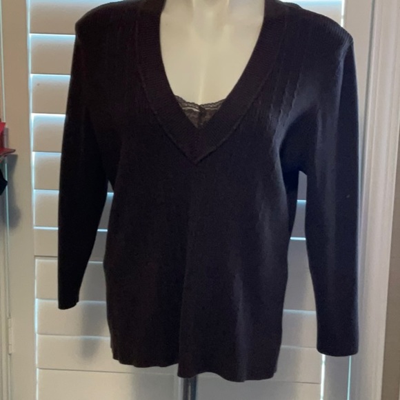 Worthington Women's V-Neck Sweater - Dark Brown - Picture 1 of 6